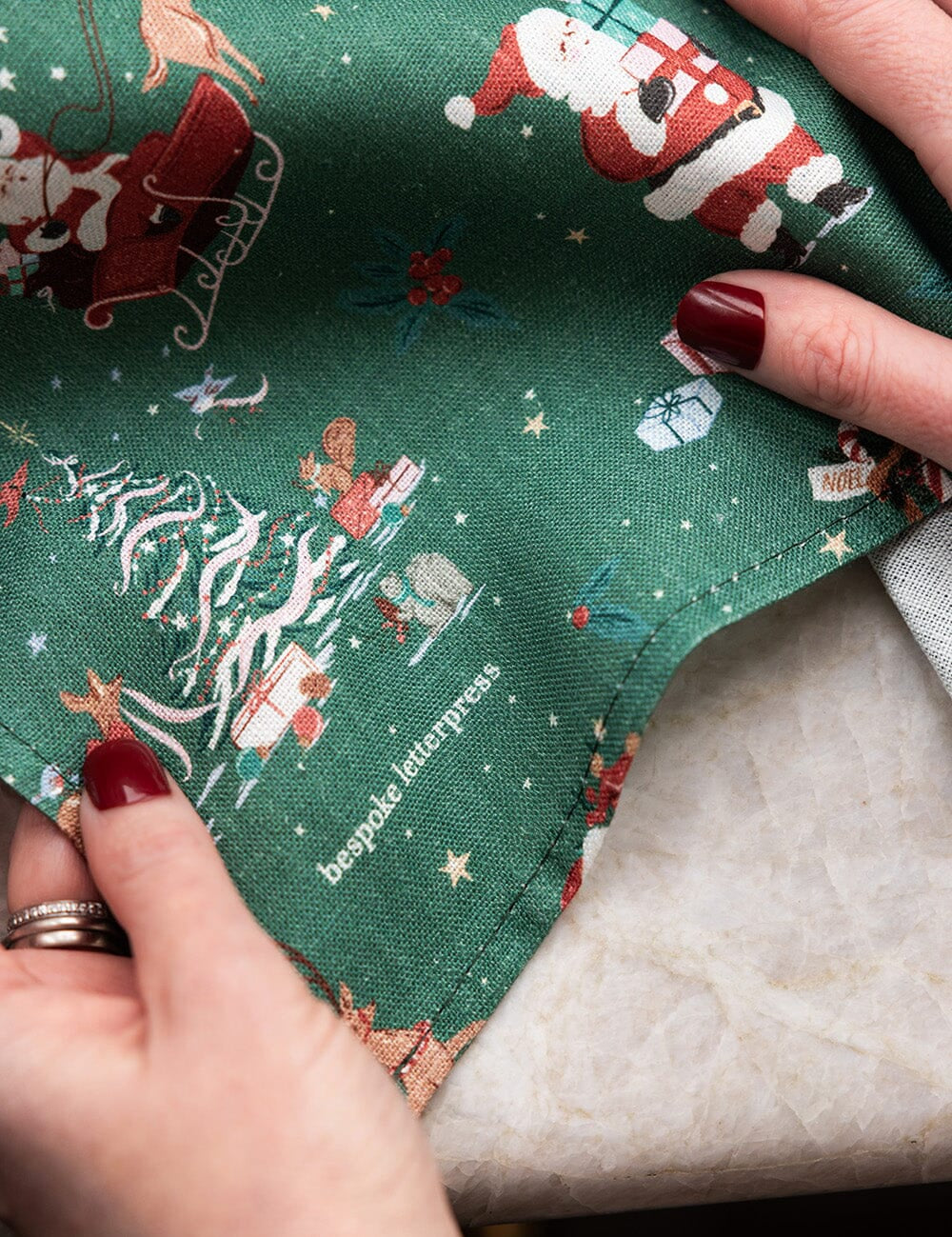 Christmas Santas Linen Teatowel - Pure Apotheca