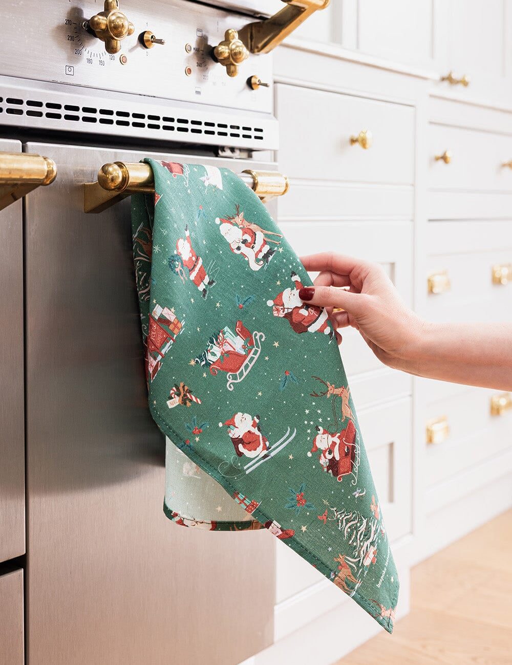 Christmas Santas Linen Teatowel - Pure Apotheca