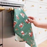 Christmas Santas Linen Teatowel - Pure Apotheca