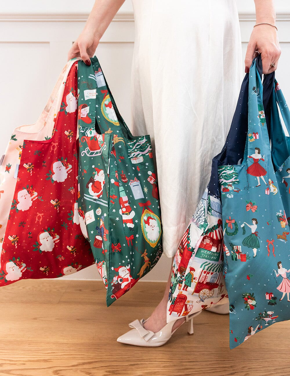 Christmas Santas Reusable Shopping Bag - Pure Apotheca