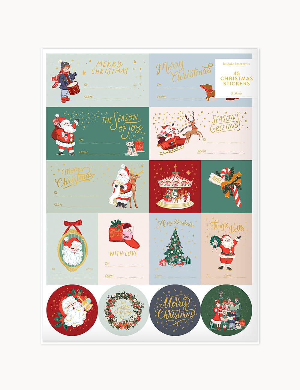 Christmas Santas Sticker Sheets 45pk - Pure Apotheca