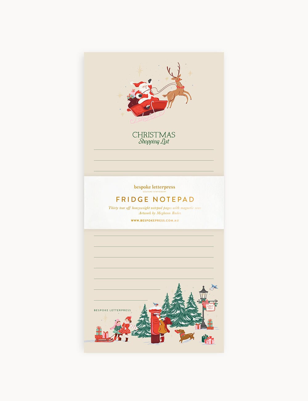 Christmas Sleigh Shopping List Notepad - Pure Apotheca