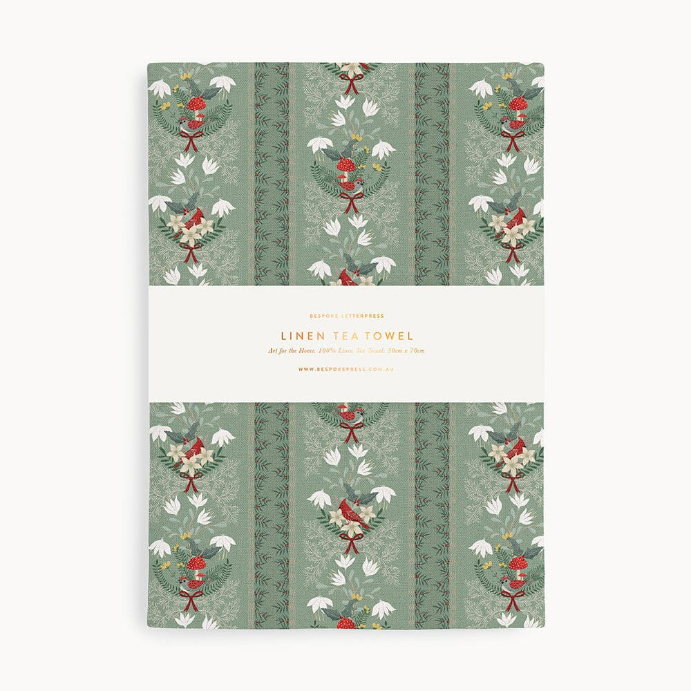 Christmas Songbirds Tea towel - Pure Apotheca