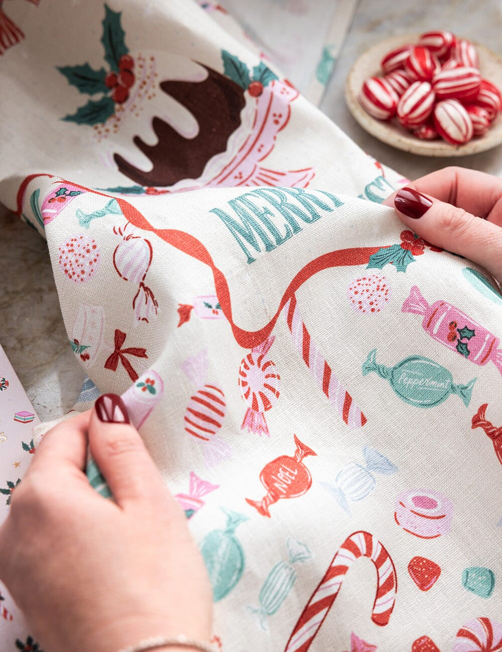 Christmas Treats Linen Teatowel - Pure Apotheca