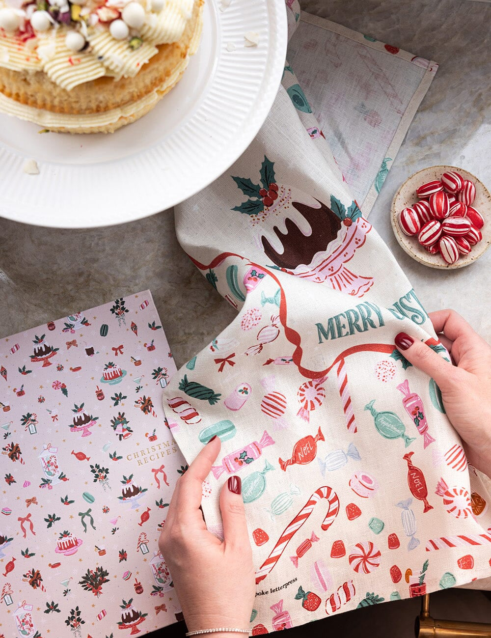 Christmas Treats Linen Teatowel - Pure Apotheca