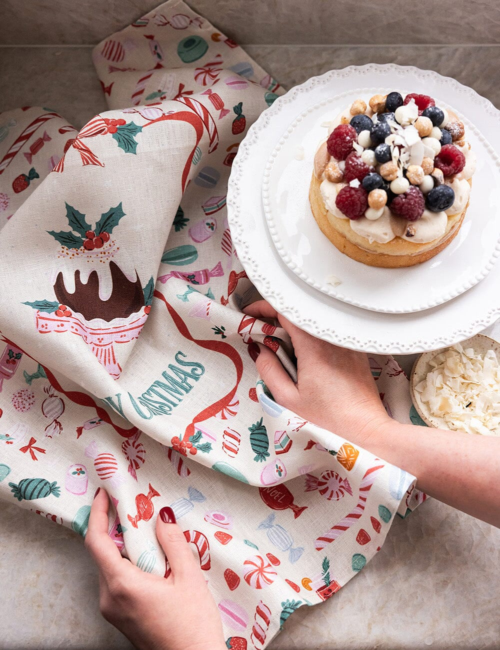 Christmas Treats Linen Teatowel - Pure Apotheca