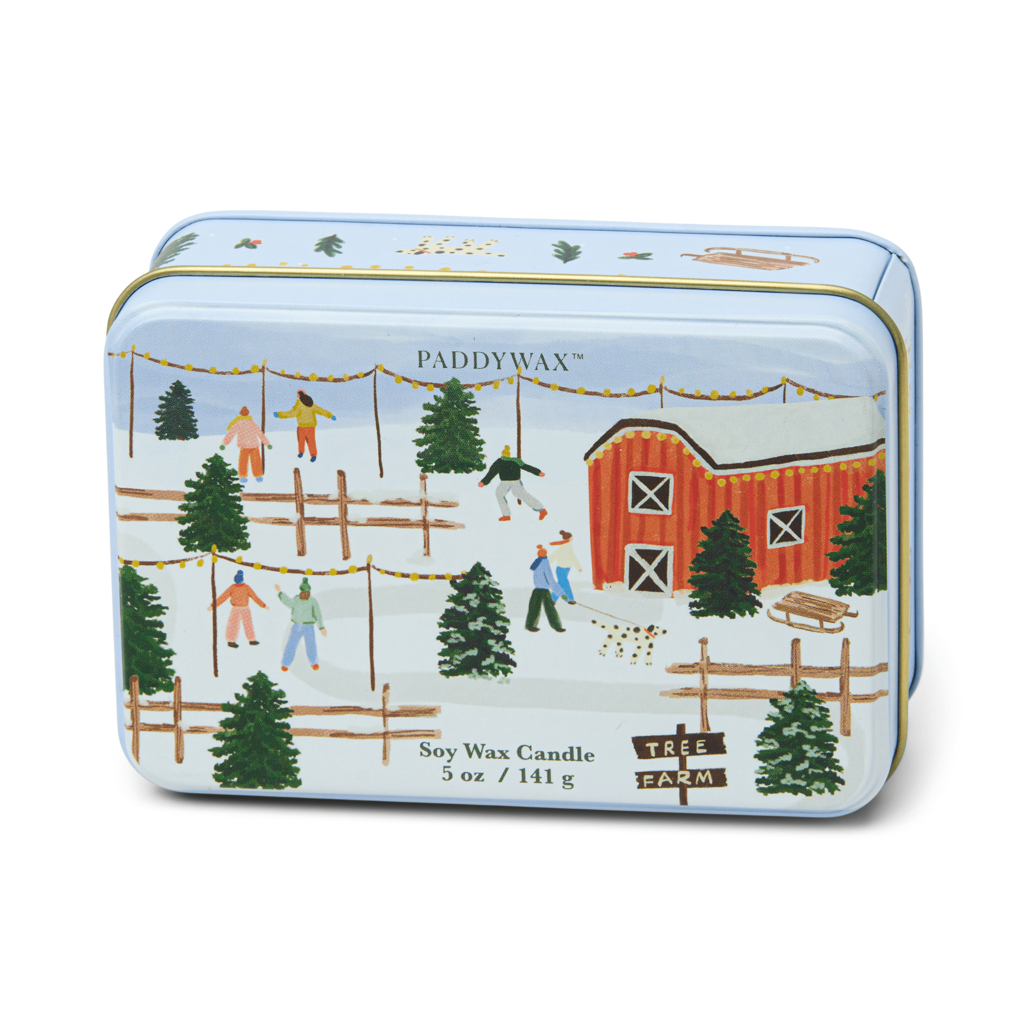 Christmas Tree Farm Scene Tin Candle - Tabac & Pine 5oz/141g - Pure Apotheca
