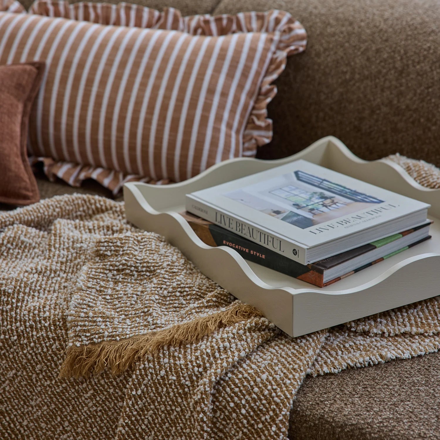 CLARA CAMEL CREAM THROW 160X200CM - Pure Apotheca