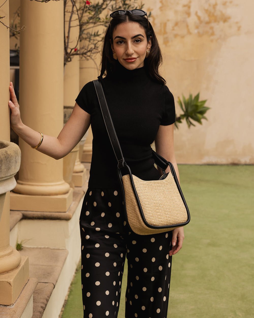 Clare Shoulder Bag Raffia Black - Pure Apotheca