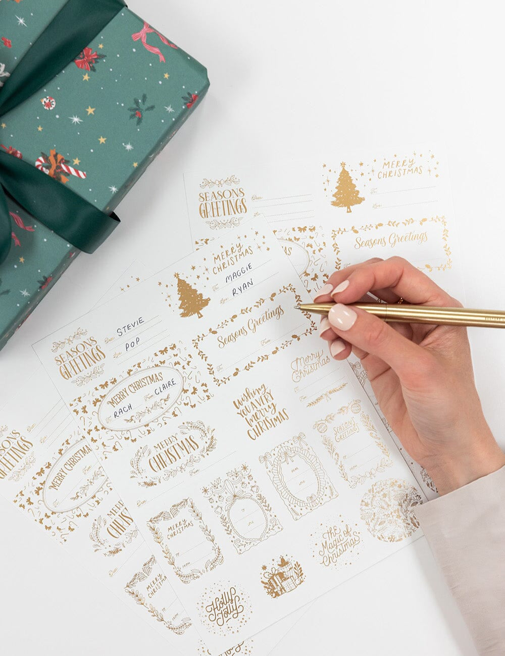 Classic Christmas Gold Foil Sticker Sheets 45pk - Pure Apotheca