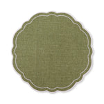 CLAUDIA GREEN/WHITE SCALLOPED ROUND PLACEMAT D33CM - Pure Apotheca