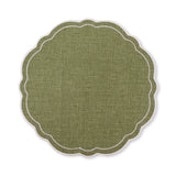 CLAUDIA GREEN/WHITE SCALLOPED ROUND PLACEMAT D33CM - Pure Apotheca