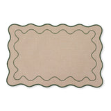CLAUDIA LIGHT NATURAL/GREEN SCALLOPED RECTANGLE PLACEMAT - Pure Apotheca