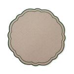CLAUDIA LIGHT NATURAL/GREEN SCALLOPED ROUND PLACEMAT D33CM - Pure Apotheca