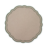 CLAUDIA LIGHT NATURAL/GREEN SCALLOPED ROUND PLACEMAT D33CM - Pure Apotheca