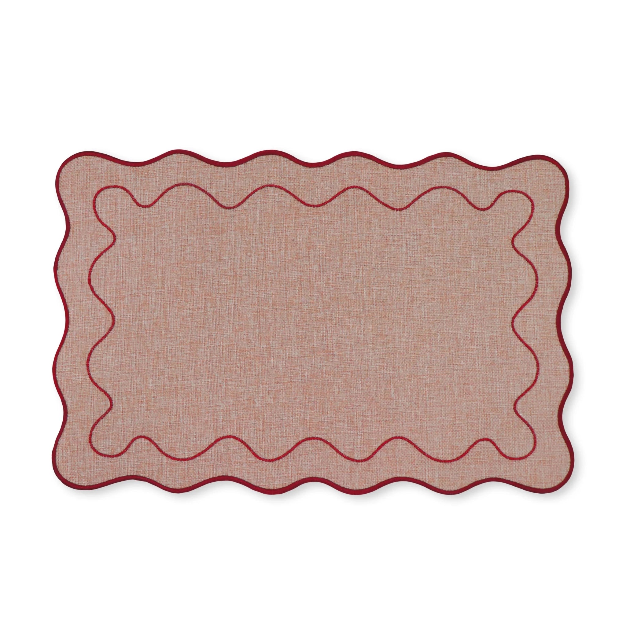 CLAUDIA LIGHT PINK/RED SCALLOPED RECTANGLE PLACEMAT 30X45CM - Pure Apotheca