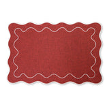 CLAUDIA RED/WHITE SCALLOPED RECTANGLE PLACEMAT 30X45CM - Pure Apotheca