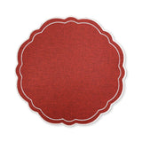 CLAUDIA RED/WHITE SCALLOPED ROUND PLACEMAT D33CM - Pure Apotheca
