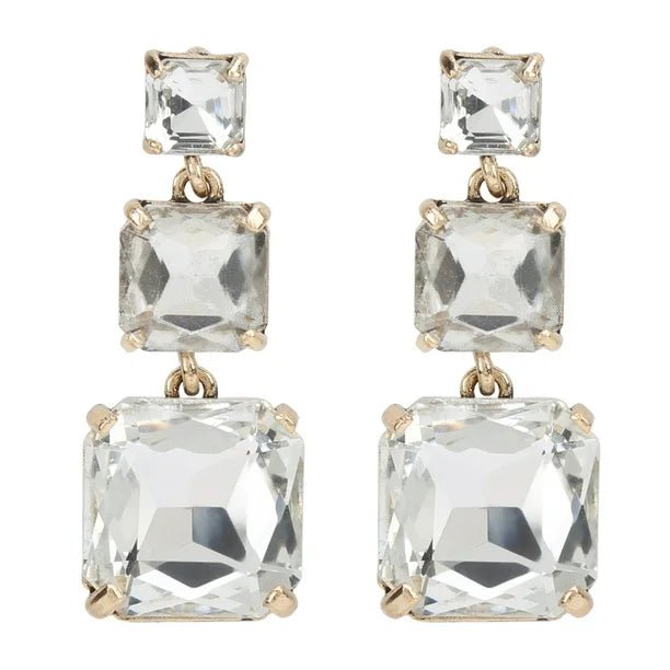 Claudia Triple Square Crystal Studs - Pure Apotheca