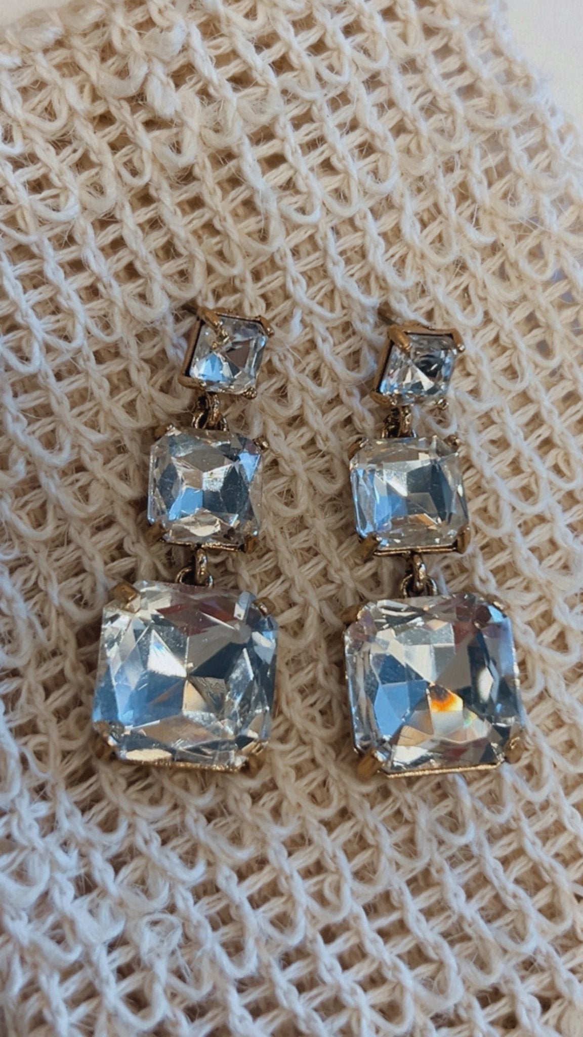 Claudia Triple Square Crystal Studs - Pure Apotheca