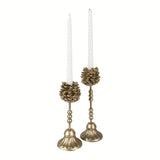 GOLD PINECONE TAPER CANDLE HOLDER LGE