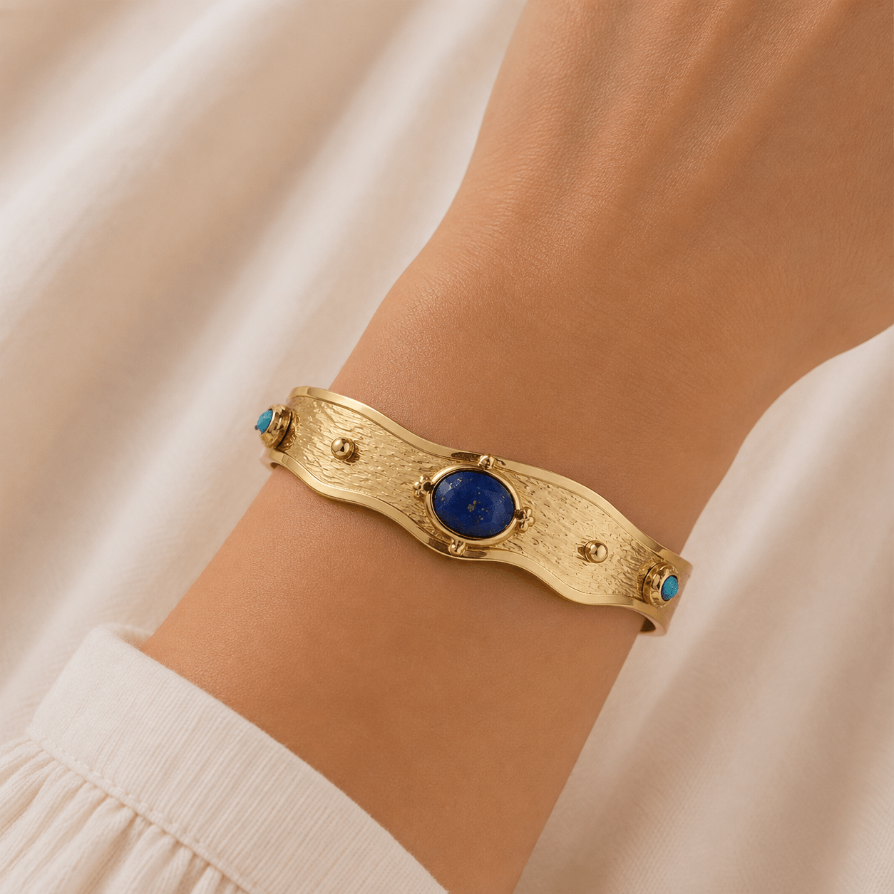 Cleopatra Gold Cuff with Lapis - Pure Apotheca