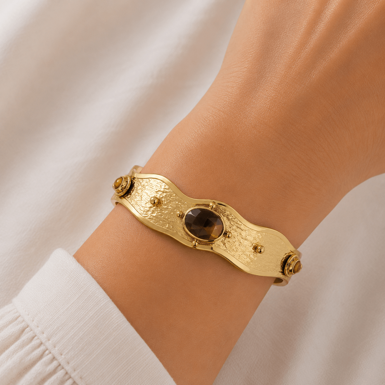 Cleopatra Gold Cuff with Tiger Eye - Pure Apotheca