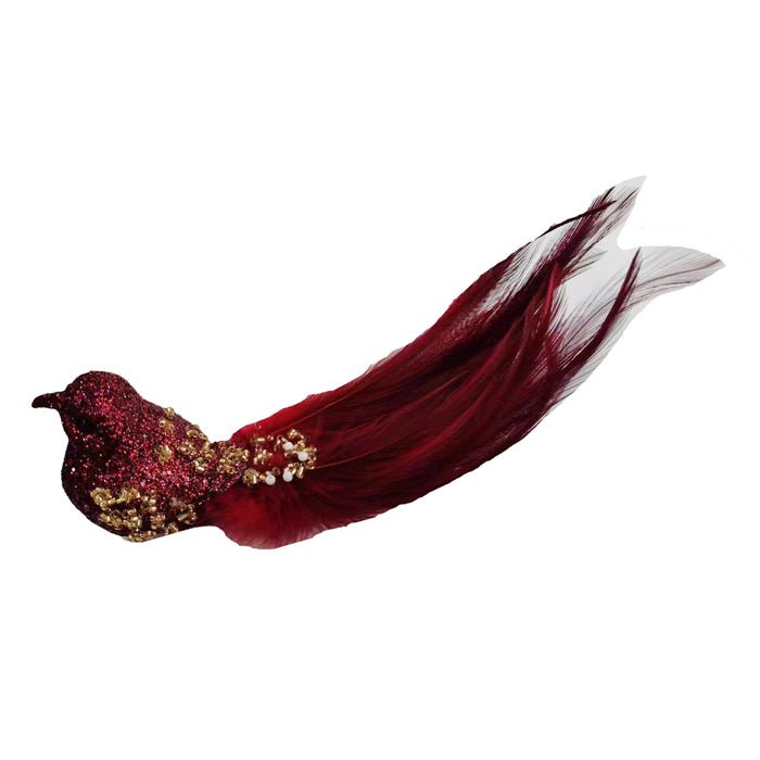 CLIP ON BIRD BUGLE BEAD RED - Pure Apotheca