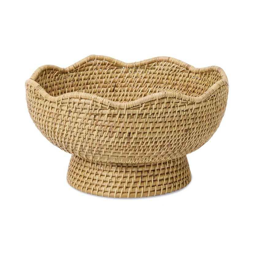 CLOVELLY RATTAN PEDESTAL FRUIT BOWL D35X13CM - Pure Apotheca