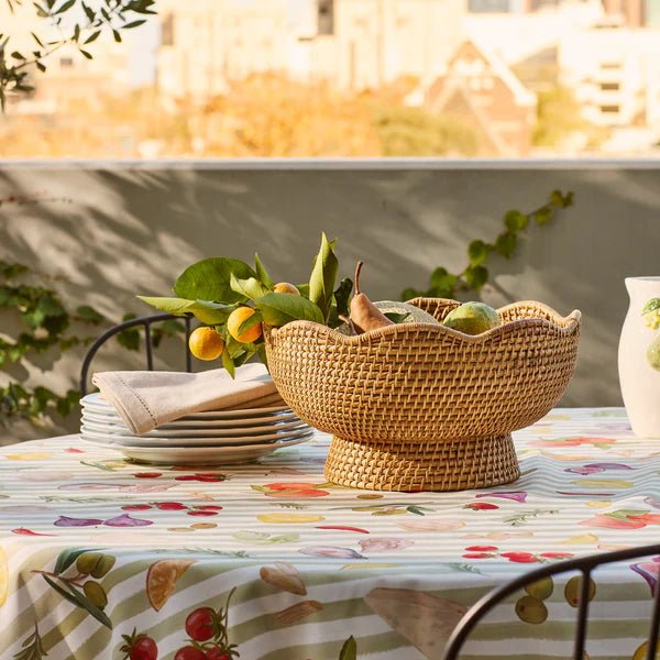 CLOVELLY RATTAN PEDESTAL FRUIT BOWL D35X13CM - Pure Apotheca