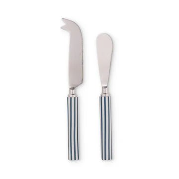 CLYDE STRIPE BLUE/WHITE CHEESE KNIFE SET - Pure Apotheca