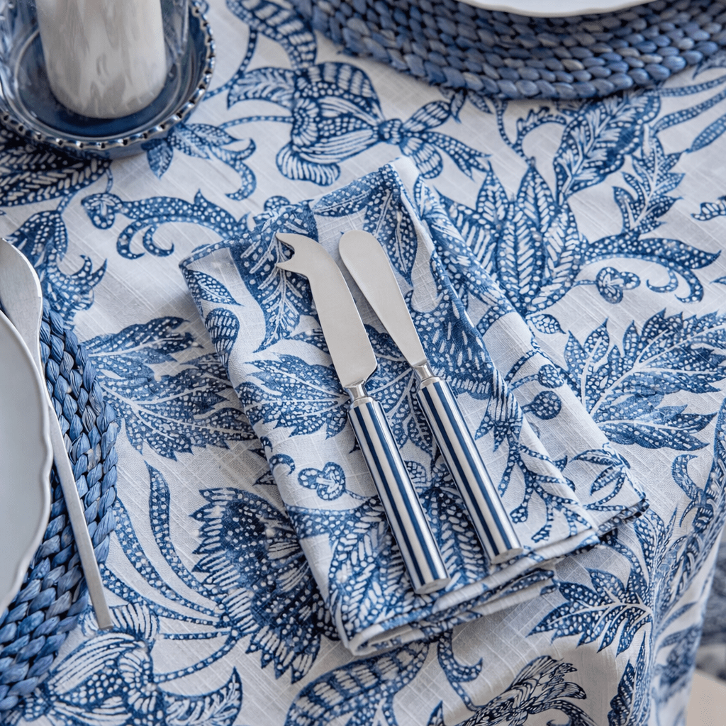 CLYDE STRIPE BLUE/WHITE CHEESE KNIFE SET - Pure Apotheca