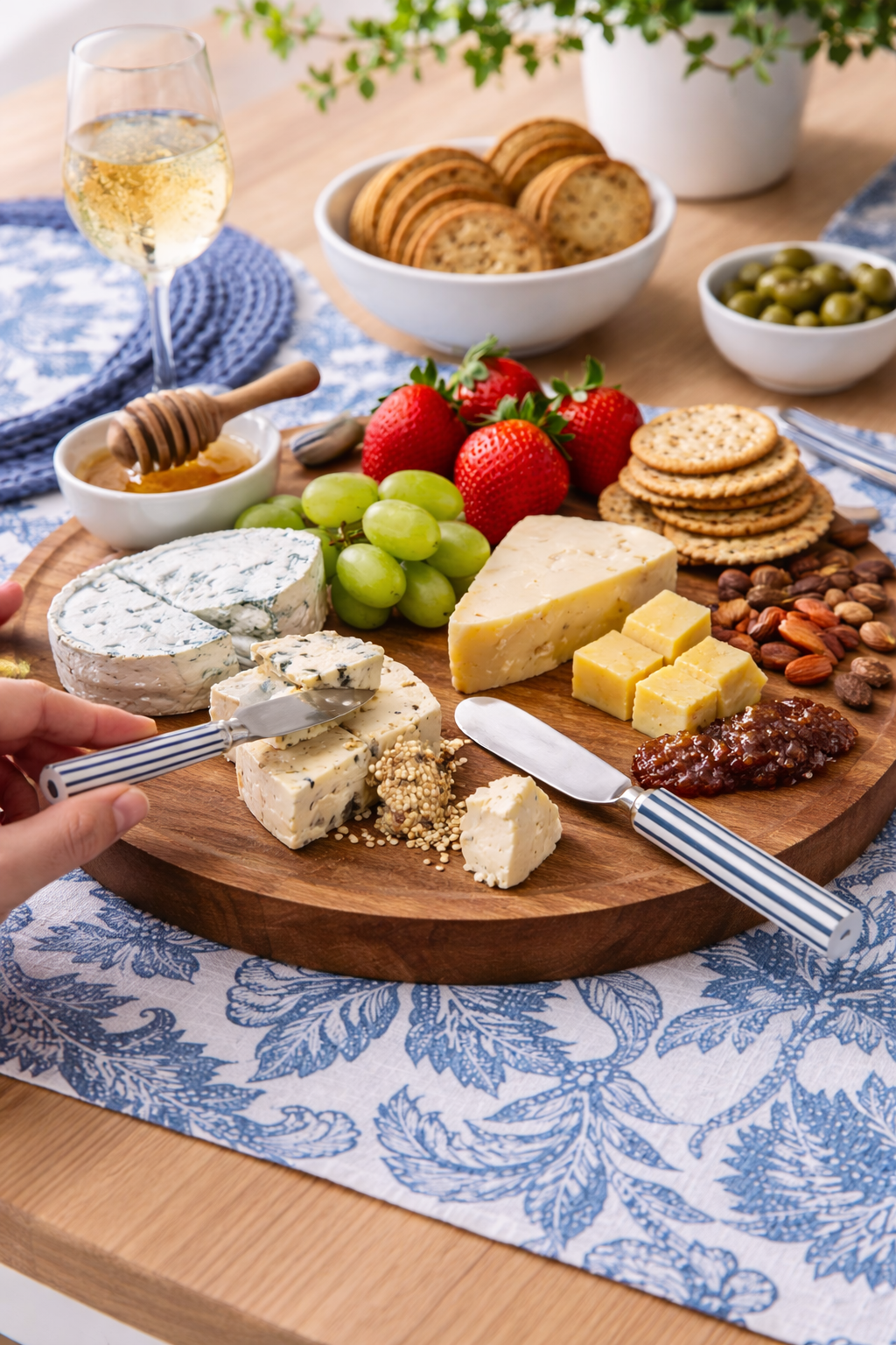 CLYDE STRIPE BLUE/WHITE CHEESE KNIFE SET - Pure Apotheca