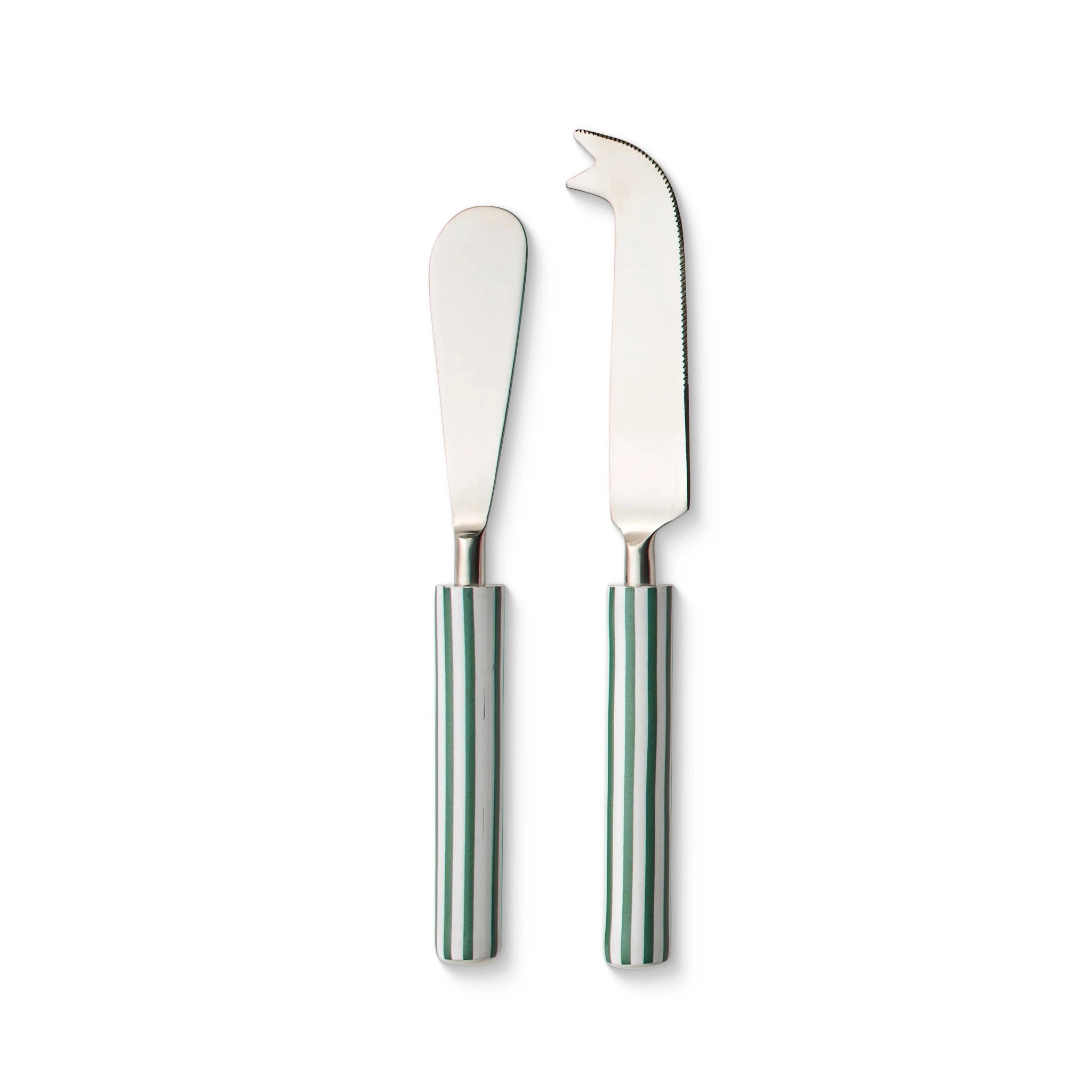 CLYDE STRIPE STORM GREEN CHEESE KNIFE SET/2 - Pure Apotheca
