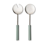 CLYDE STRIPE STORM GREEN SALAD SERVER SET - Pure Apotheca