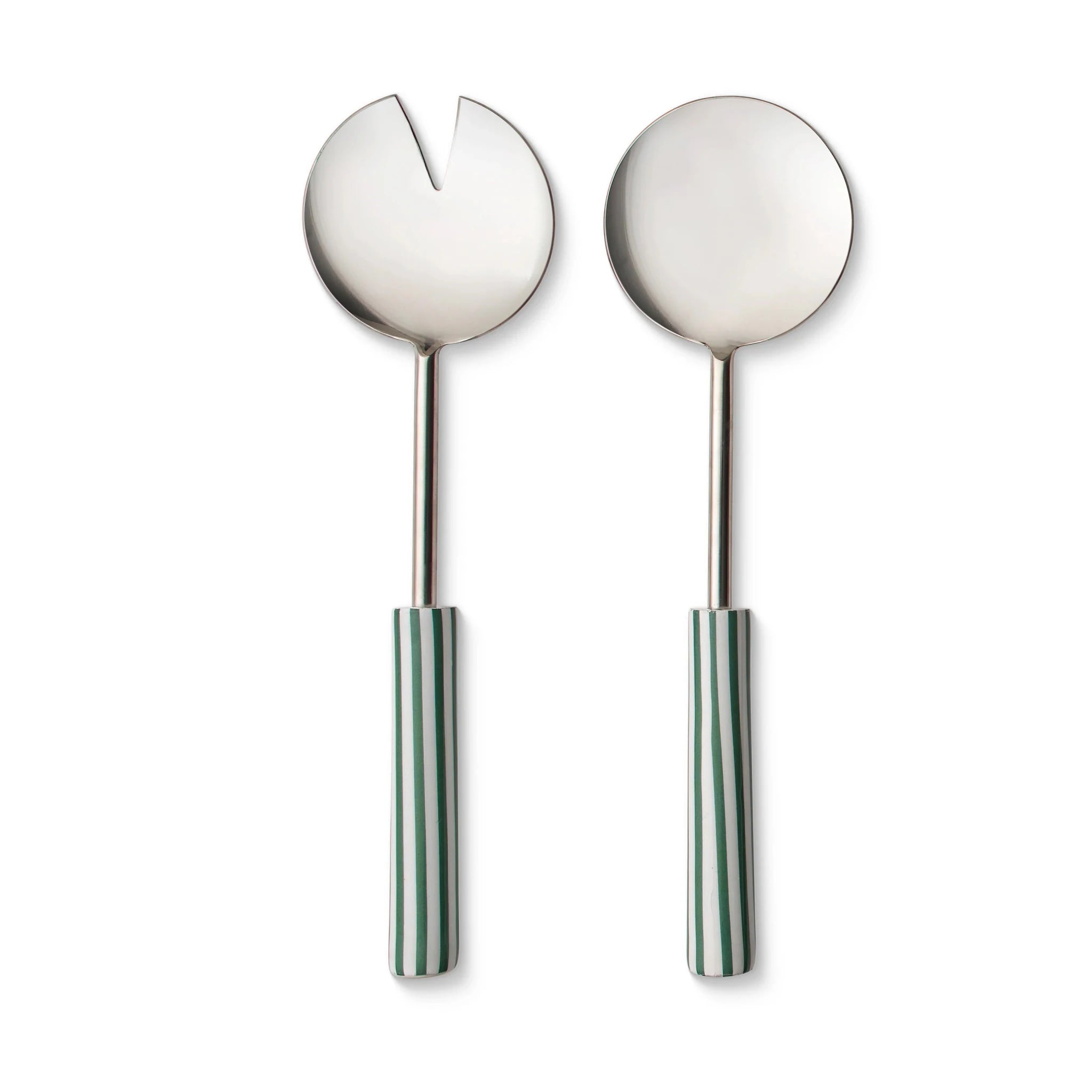 CLYDE STRIPE STORM GREEN SALAD SERVER SET - Pure Apotheca
