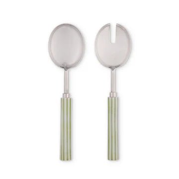 CLYDE STRIPE TWO TONE GREEN SALAD SERVER SET - Pure Apotheca