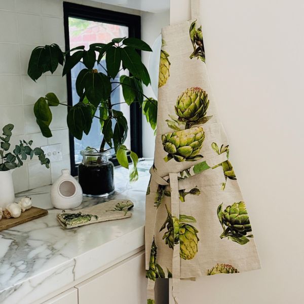 Como Linen Apron - Artichoke - Pure Apotheca