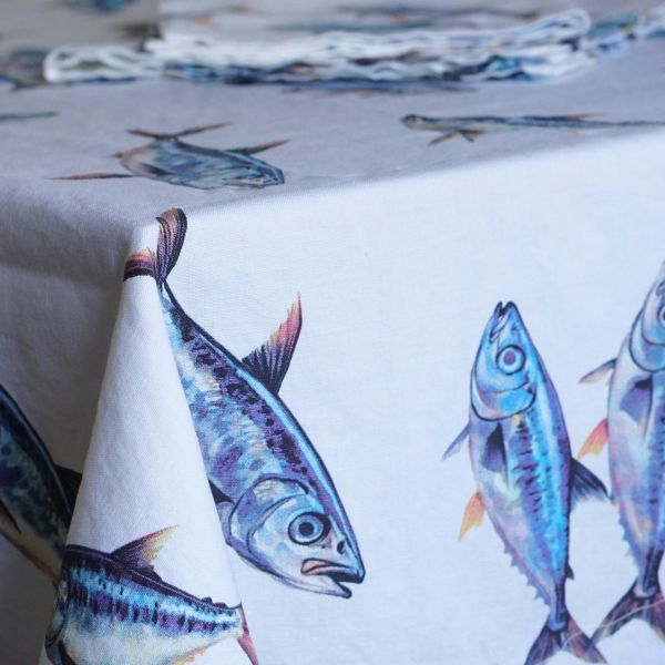 Como Linen Tablecloth 250x150cm - Sardines - Pure Apotheca