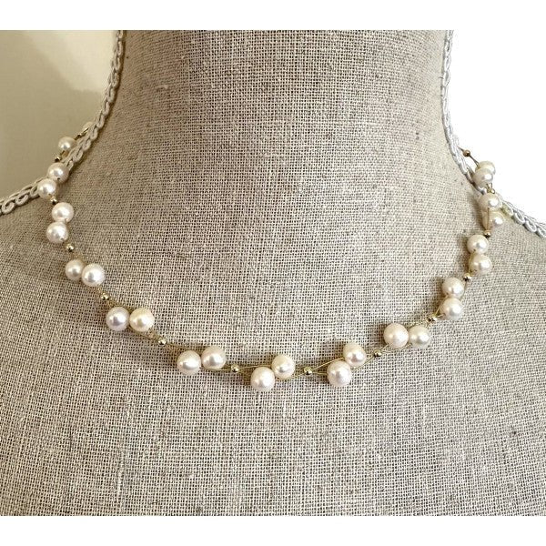 Cordette Fine Pearl Crossed Gold Wire Necklace - Pure Apotheca