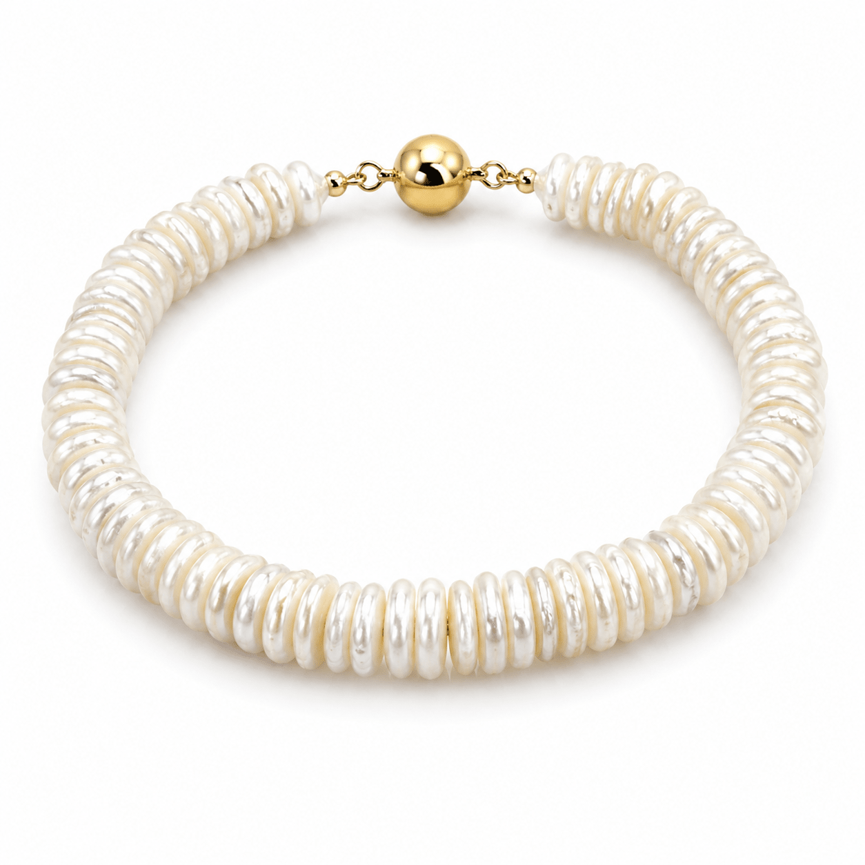 Cove Shell Pearl Disc Bracelet with Gold Magnet Clasp - Pure Apotheca