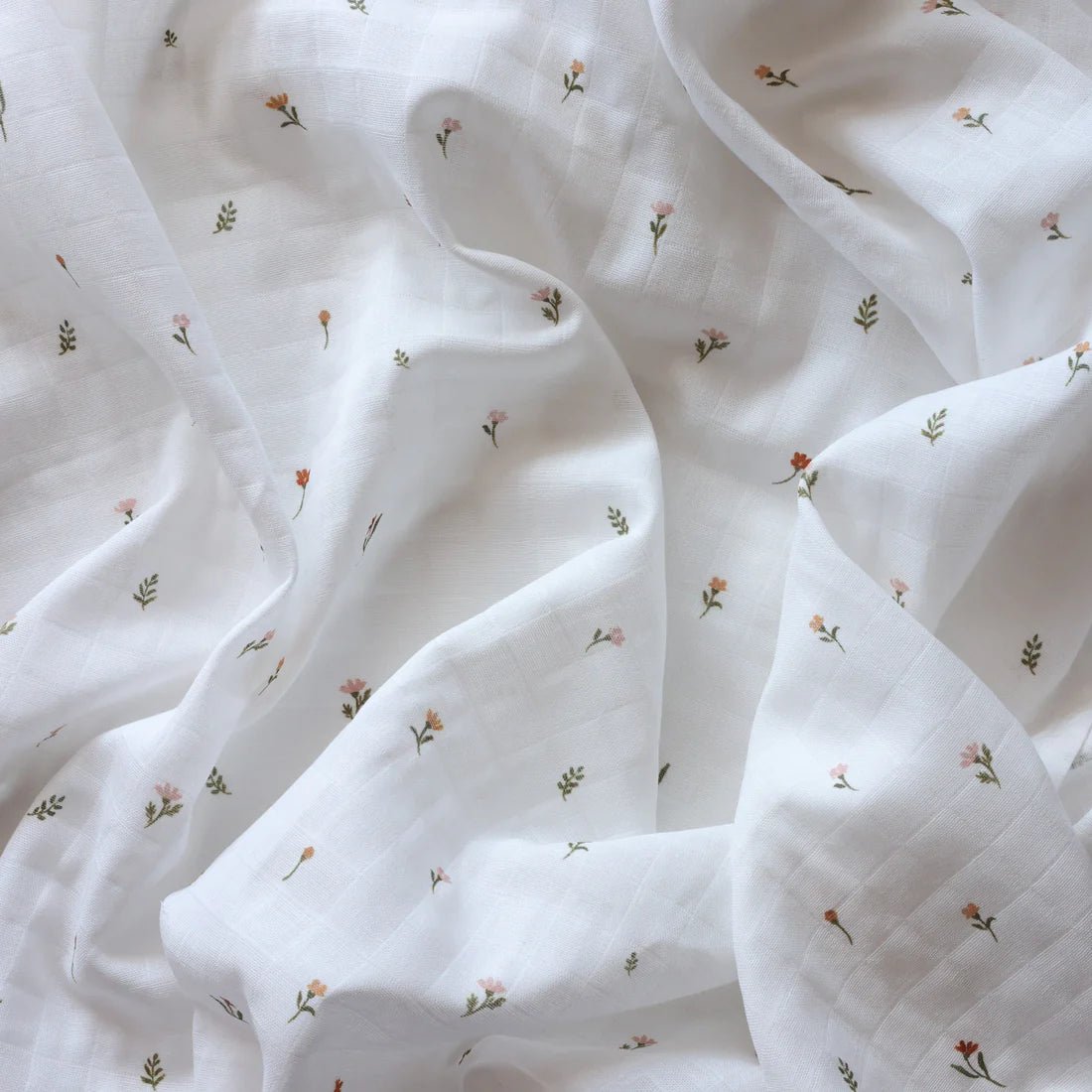 Cream Floral Muslin Swaddle - Pure Apotheca