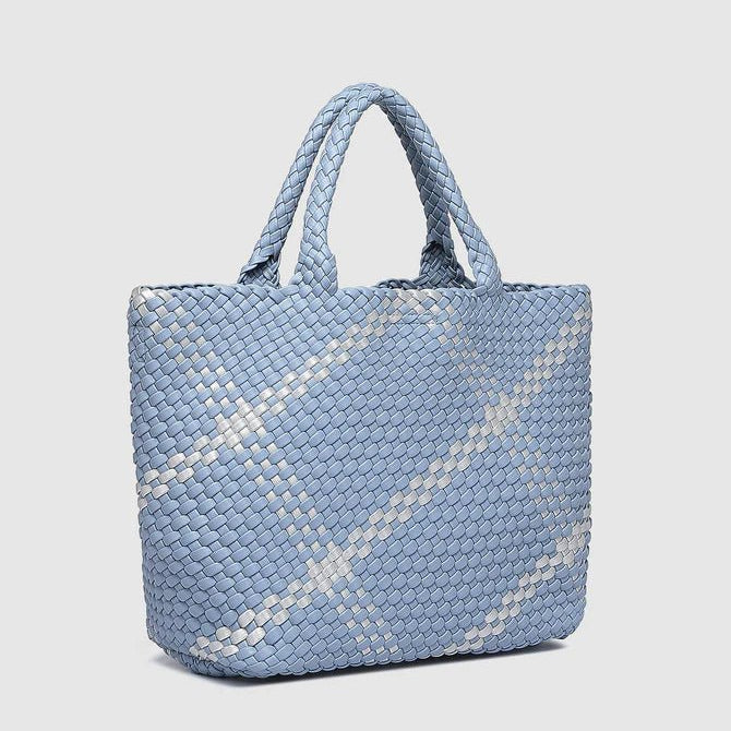 Cruiser Woven Tote Bag Chambray Blue Silver - Pure Apotheca