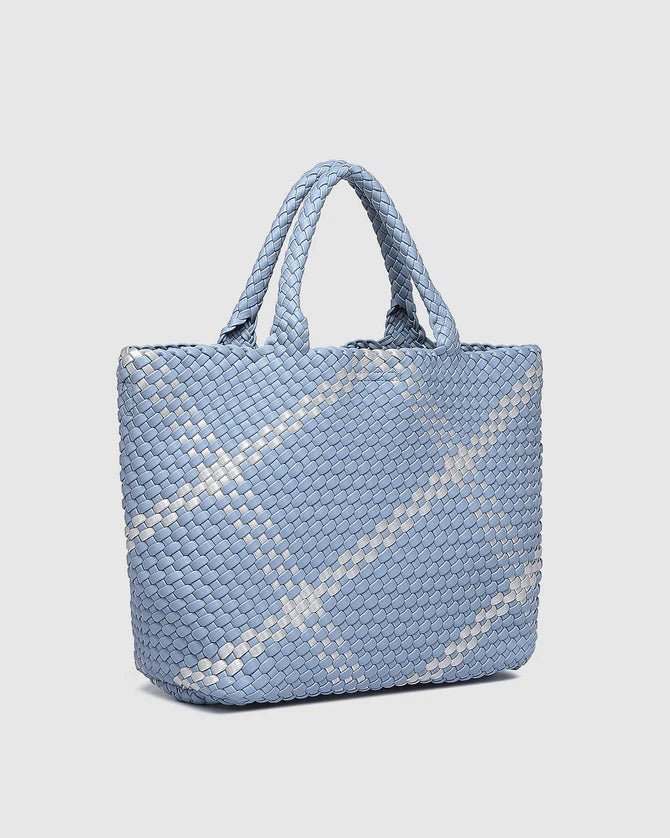 Cruiser Woven Tote Bag Chambray Blue Silver - Pure Apotheca