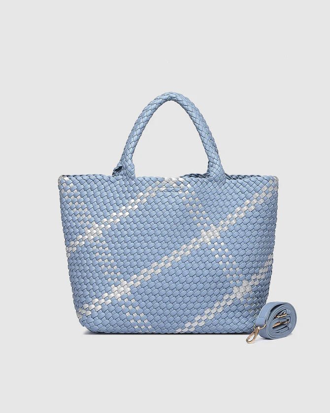 Cruiser Woven Tote Bag Chambray Blue Silver - Pure Apotheca