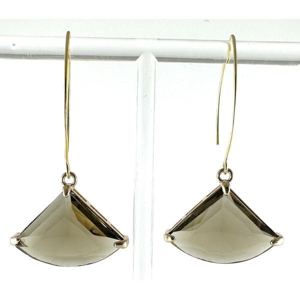 Crystal Fan Gold Hook Earrings Smoke - Pure Apotheca