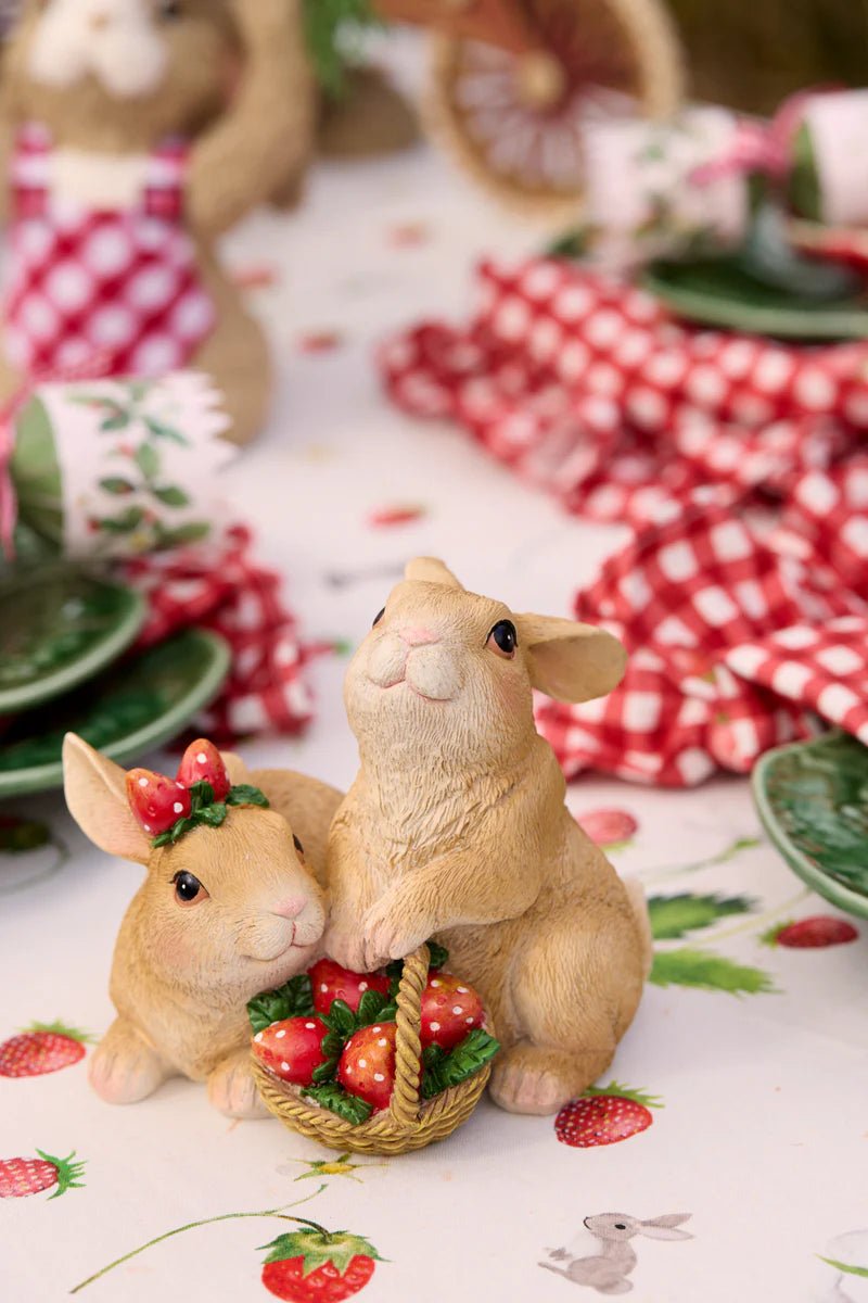 CUDDLING RABBITS WITH STRAWBERRY BASKET - Pure Apotheca