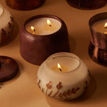 Cypress & Fir Frosted White Glass Metallic Etched Candle - Pure Apotheca