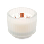 Cypress & Fir Holiday Frosted White Footed Ribbed Glass Wood Wick Candle 141g - Pure Apotheca