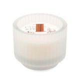 Cypress & Fir Holiday Frosted White Footed Ribbed Glass Wood Wick Candle 141g - Pure Apotheca
